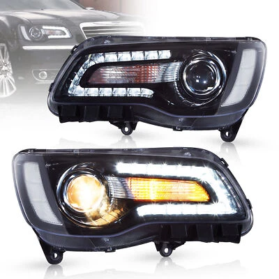 Pair LED Headlights For 2011-2023 Chrysler 300 Black Fit Halogen Version A Pair - Image 1 of 4