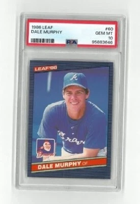 1986 LEAF #60 Dale Murphy - Graded PSA 10 GEM MINT - VERY RARE, only * POP 39 * - Image 1 of 2