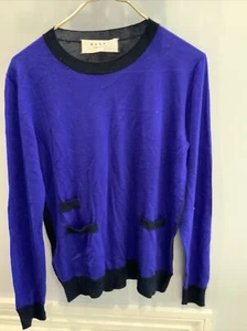 Pre Owned 100% CashMere Blue/Black Women’s Marni Top Size 4￼2 Fits An 8/10Medium - Picture 1 of 7