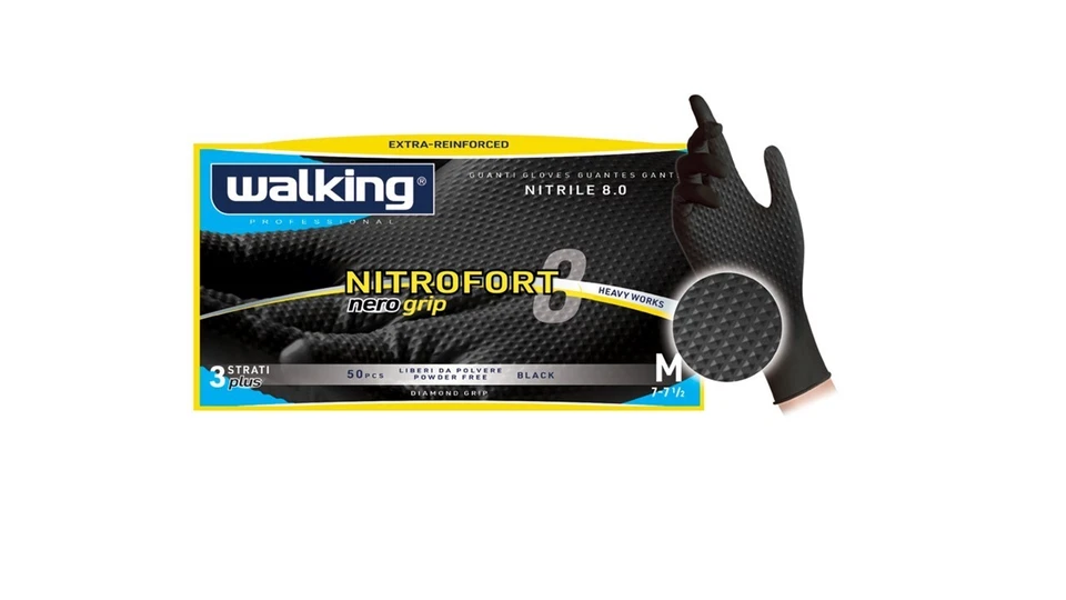 BRENTA Guanti In Nitrile monouso 8GR neri L - XL senza lattice no talco no polvere