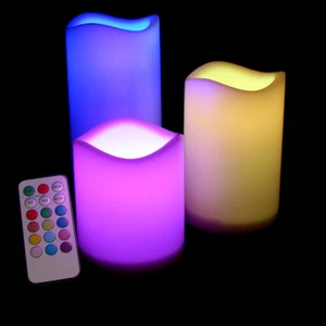 3 PCS LED FLAMELESS PILLAR CANDLE SET W/REMOTE COLOR CHANGING LIGHT CANDLES - Picture 1 of 1