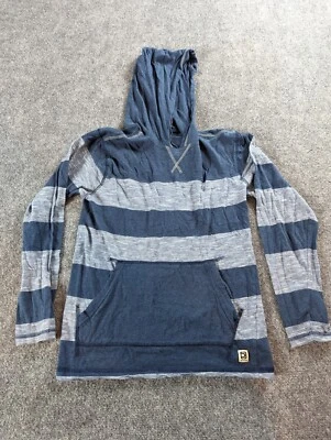 Camisa con Capucha Distorsión Niños Grande Mangas Largas Algodón Pullover Rayas Azul  Foto 1 de 4