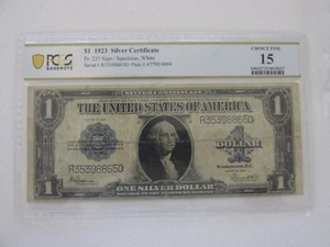 1923 $1 Silver Certificate PCGS Banknote Choice F15 (Speelman, White) - Picture 1 of 2