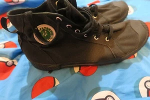 PF Flyers Grounder II Hi Canvas Shoes Triple Black Men Sz 13 Womens 14.5 Gumsole - Picture 1 of 10
