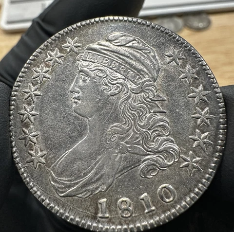 1810 Capped Bust Half Dollar,  Choice AU, 7/12/23, Free Shipping Cover