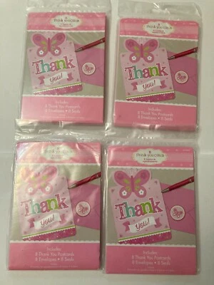 Amscan Little Girl Thank You Notes (32) ~ Baby Shower Party Supplies Stationery - Image 1 of 4