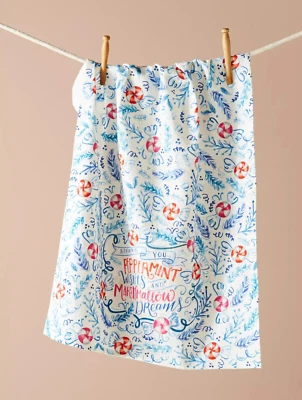 Anthropologie Dishtowel LILY VAL Candy PEPPERMINT WISHES Marshmallow Dreams NWT - Image 1 of 2