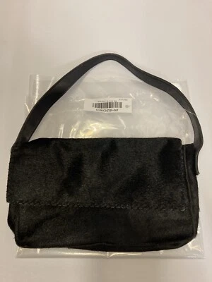 BCBG MaxAzria Negro Pelo en Piel Solapa Sobre Magnético Snap Correa de Cuero Bolso Monedero Foto 1 de 4