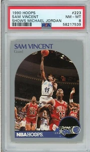 1990 Hoops #223 Sam Vincent Shows Michael Jordan PSA 8 - Picture 1 of 2