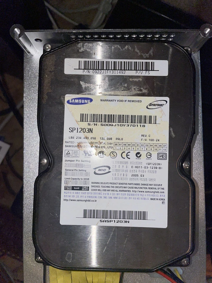 SP1203N, SP1203N, FW TL100-23, P/V MS, Samsung 120GB IDE 3.5 Hard Drive - Image 1 of 1