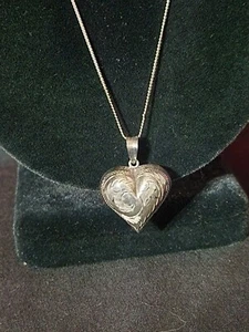 Silver Necklace 925 with Heart Pendent - Picture 1 of 8