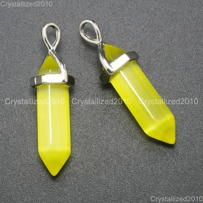 Collares colgantes de curación de chakra de Reiki en punta hexagonal de piedras preciosas naturales Foto 1 de 4