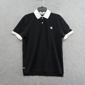 Express Mens Polo Shirt Size Medium Black White Embroidered *stain
