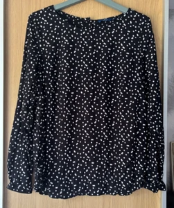 Tom Tailor black white polka dot blouse shirt Top buttons at back size 42” 14 16 - Picture 1 of 5