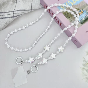 Long Crossbody Pear Bead Star Phone Chain Pendant For IPhone For Samsung Huawei - Zdjęcie 1 z 9