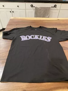 BOYS GIRLS YOUTH COLORADO ROCKIES BLACK Majestic T Shirt L LARGE NEW - Picture 1 of 2