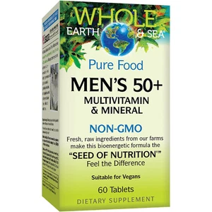 Natural Factors Whole Earth & Sea Pure Food Men's 50+ Multivit&Mineral,60Tabs - Picture 1 of 5