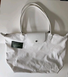 Longchamp Le Pliage weiße große Schultertasche Paris gebraucht 18" x 12" (LP) - Bild 1 von 11