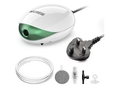 NICREW UFO Air Pump Aquarium150 L, Ultra Silent, Oxygen Bubbler Single Outlet