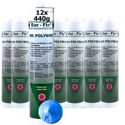 BER-FIX® 12x Ber-Fix MS Polymer Kleber Blau Unterwasserkleber für Pool Dichtungsmasse was
