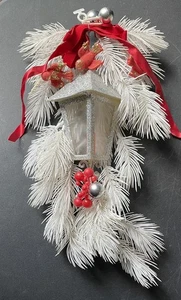 Vintage CHRISTMAS 16” Plastic Wall Door Hanging Lantern Birds NEEDS TLC - Picture 1 of 14