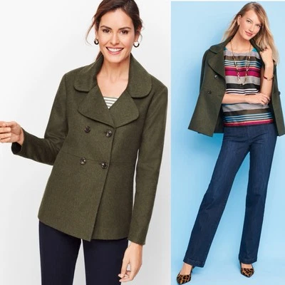 Talbots Brushed Italian wool Double Breasted Jacket Olive Green Sz 16 Blazer - Image 1 of 4