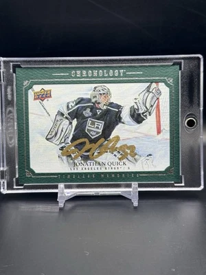 2019-20 UD Chronology Jonathan Quick Timeless Memories Canvas Auto Green /10 - Image 1 of 2