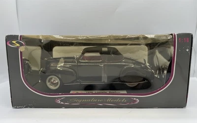 1939 Lincoln Zephyr 1/18 Black Convertible Diecast Car By Signature Models NRFB - Image 1 of 4
