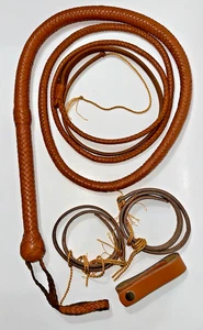 Handmade Kangaroo Hide Leather Bullwhip 04,08ft Long Indiana Jones Tan Whip - Picture 1 of 6