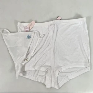 Victoria's Secret 2-teiliges Set Damen Medium Boxershorts V-String Höschen neu mit Etikett weiß - Bild 1 von 17