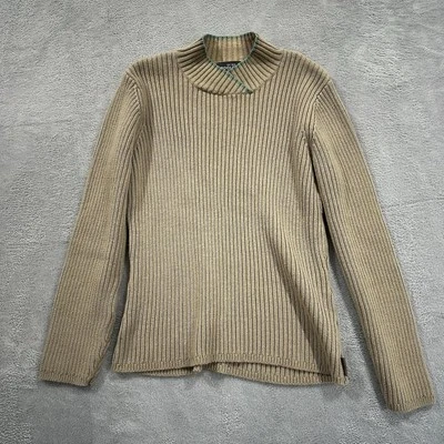 Woolrich Khaki Ribbed Sweater Women M Beige Turtleneck Vtg - Image 1 of 4