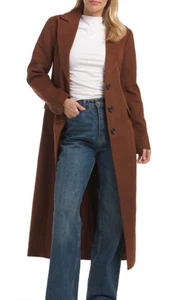 7 FOR ALL MANKIND WOMEN SINGLE BREAST LONG MAXI COAT IN BROWN SZ M NWT. - Picture 1 of 12