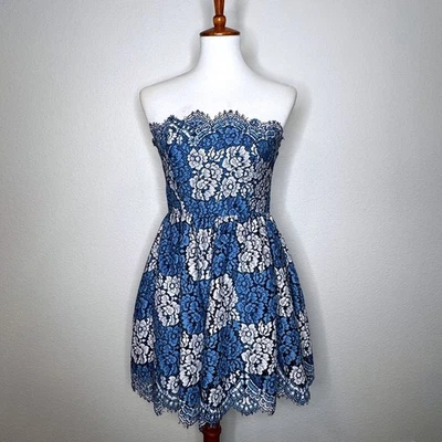 NBD Revolve Daimilee Lace Strapless Mini Dress SM Blue NYE Party Wedding Guest - Image 1 of 4