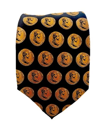 Gravata de seda masculina Birmingham Museum Pompeii “Tales Of An Eruption” gravata moeda de ouro - Imagem 1 de 4