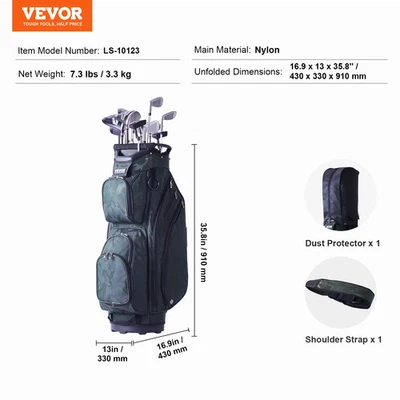 "Bolsa de carrito de golf con divisor organizador de 14 vías superior 36"" bolsillos bolsas de golf duraderas" Foto 1 de 4