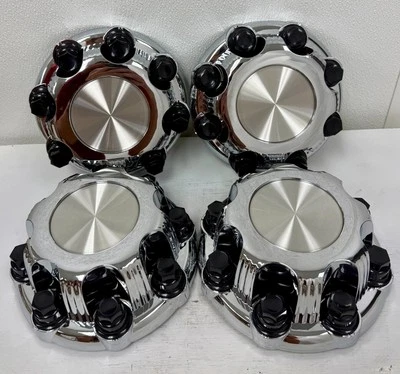 Set Of Four 8 Lug Chrome Center Caps For Chevy And GMC Trucks 16" And 17" Wheels Foto 1 de 3