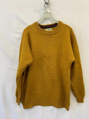 Suéter Tejido Amarillo Mostaza Vintage Wrangler EE. UU. Cuello Redondo Logo Bordado XL#38 Foto 1 de 4