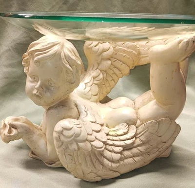 Vintage Cherub Angel Baby Statue Bowl Plant Stand 13” Decor Centerpiece Dish - Image 1 of 4