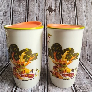 JUEGO DE 2 vasos de viaje de cerámica Starbucks Animal Kingdom de los parques de Disney taza de 12 oz - Imagen 1 de 8