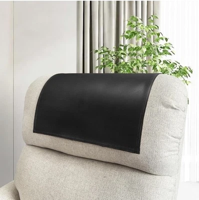Paquete de 2 protectores de reposacabezas de cuero sintético para silla reclinable (17"X27" delgado negro) Foto 1 de 4