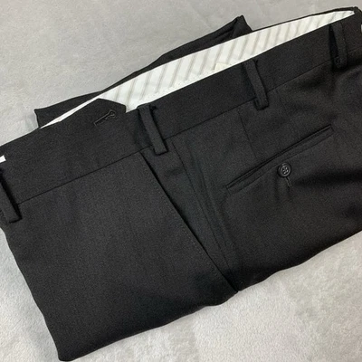 Samuelsohn Dress Pants 40 Reg* Black Super 130s Wool Flat Front Cuffed - Image 1 of 4