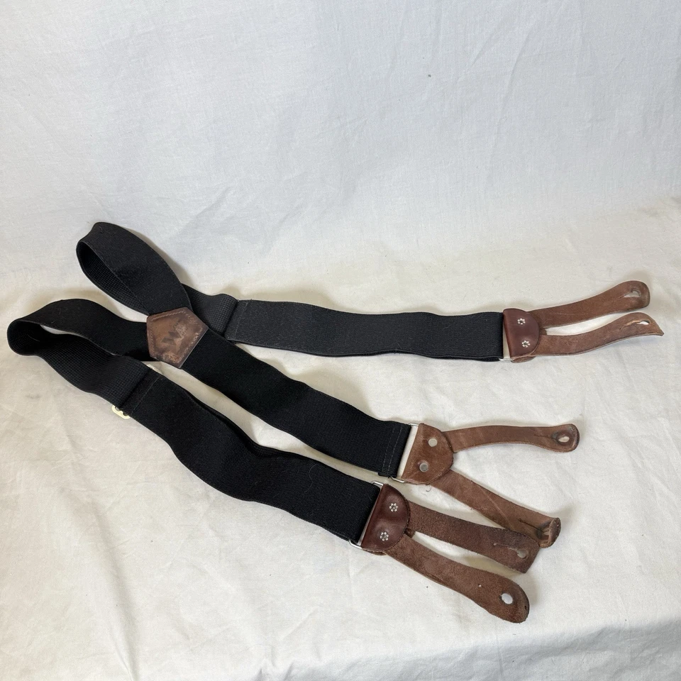 Welch X-Back Cuero Botón Accesorio Trabajo Tirantes Cuero Elástico - Negro Foto 1 de 4