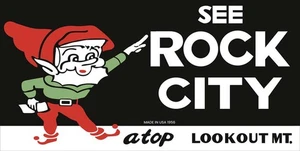 SEE ROCK CITY LOOKOUT MT GNOME 36" HEAVY DUTY METAL USA MADE ADVERTISING SIGN - Picture 1 of 1