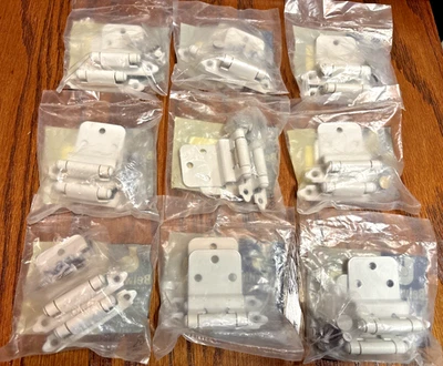 Bisagras de puerta de gabinete Belwith 3/8"" superficie insertada marco frontal cierre automático blanco NUEVO Foto 1 de 4