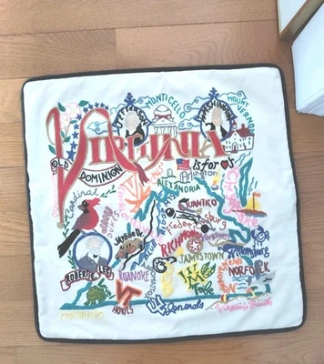 Catstudio VIRGINIA 2004 Hand-Embroidered Cotton Pillow Cover 20" Square Colorful - Image 1 of 4