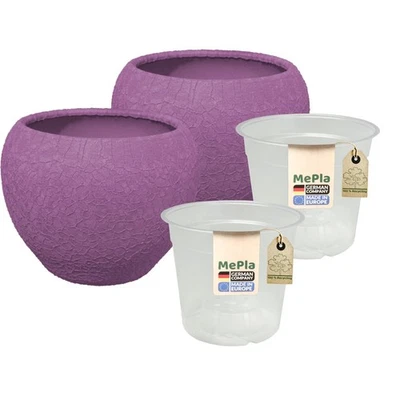 MePla - 2 Stück - Orchideenübertopf Kugel lizzard + Pflanztopf - Bild 1 von 4