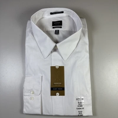 Camisa Arrow Para Hombre Calce Clásico Manga Larga Sin Arrugas XXL 18-18.5 Blanca Nueva Con Etiquetas Foto 1 de 4