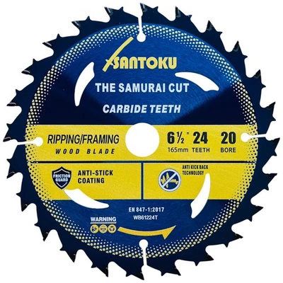 Santoku 6 1/2" (165mm) x 24Teeth WOOD Cut Circular Saw Blade Fine-Finish - image 1 of 3