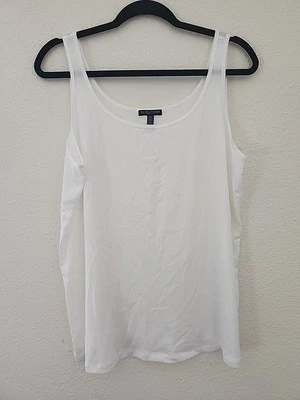 Camiseta sin mangas Eileen Fisher Plus blanca jersey cuello redondo blusa 2X Foto 1 de 4