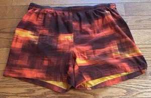 Brooks Shorts Mens Running Brief-Lined 5" Inseam Size M Medium Red Pattern - Picture 1 of 9